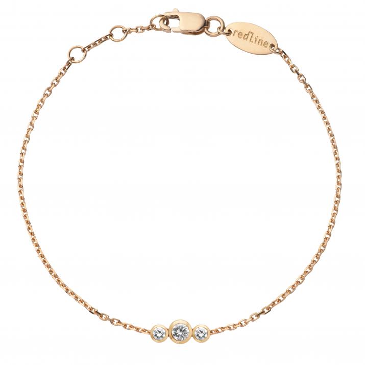 Chain bracelet with 0.2ct diamond in rose gold bezel setting - Redline - 0++