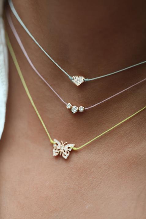 Diamond-paved Joli Cœur string necklace in yellow gold - Redline - 0++