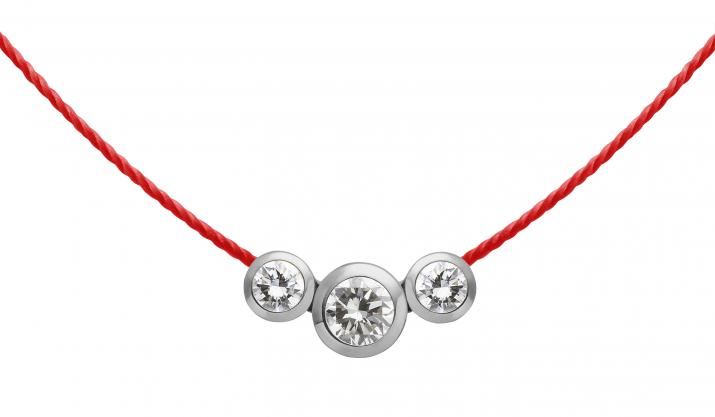 String necklace with 0.2ct diamond in white gold bezel setting - Redline - 0++