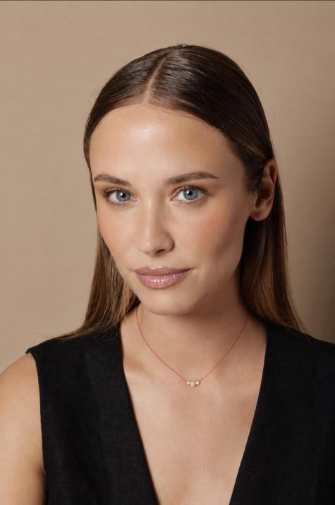 String necklace with 0.2ct diamond in yellow gold bezel setting - Redline - 0++