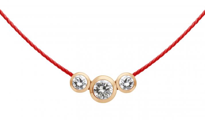 String necklace with 0.2ct diamond in rose gold bezel setting - Redline - 0++