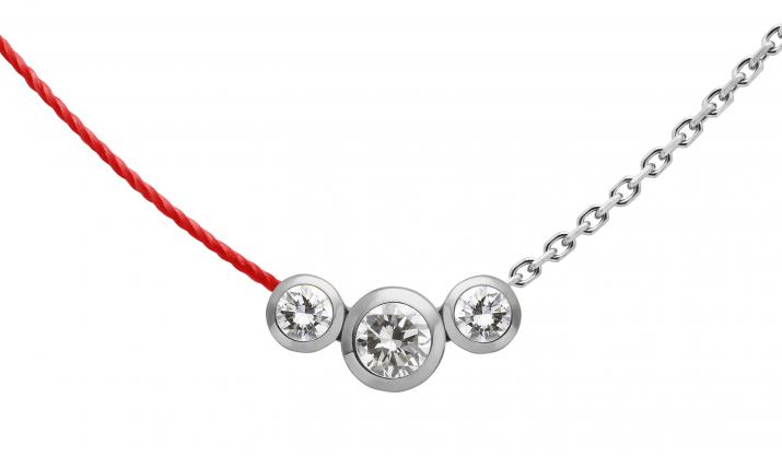 String and chain necklace with 0.2ct diamond in white gold bezel setting - Redline - 0++