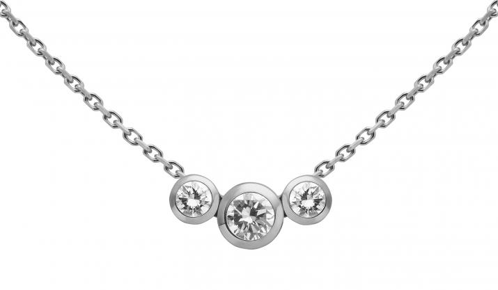 Chain necklace with 0.2ct diamond in white gold bezel setting - Redline - 0++