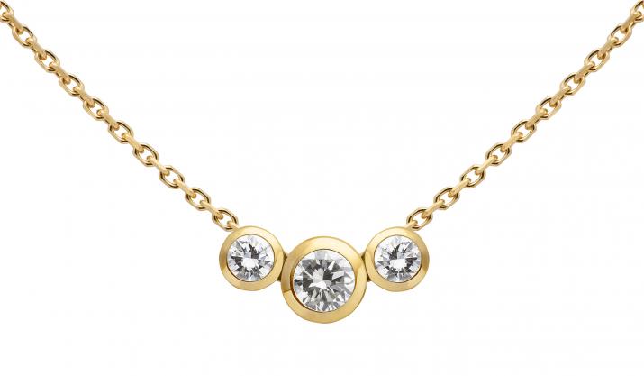 Chain necklace with 0.2ct diamond in yellow gold bezel setting - Redline - 0++