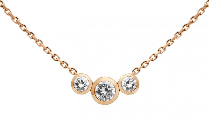 Chain necklace with 0.2ct diamond in rose gold bezel setting - Redline - 0++
