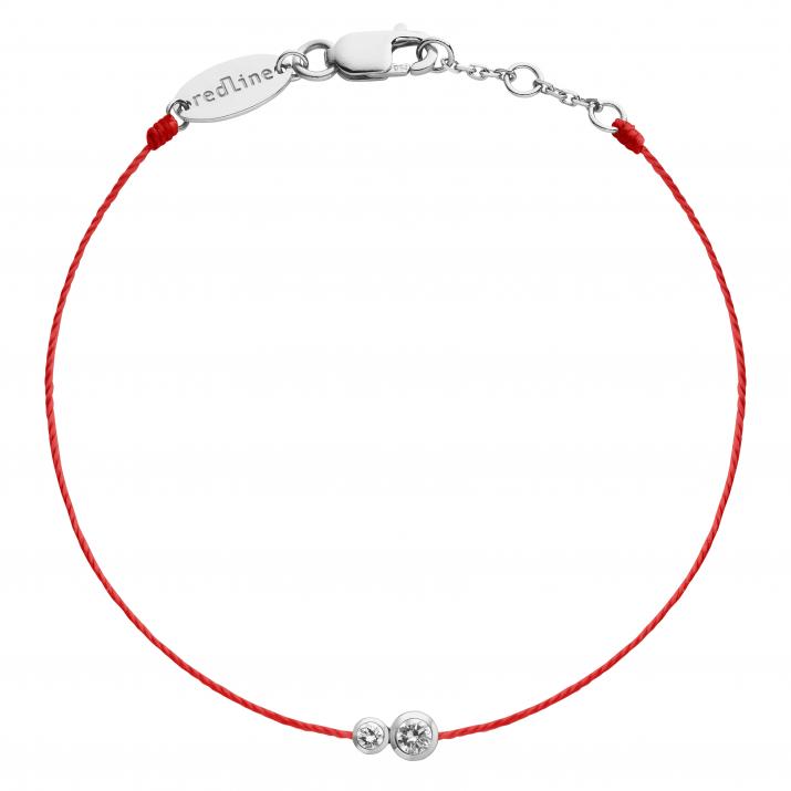 String bracelet with 0.15ct diamond in white gold bezel setting - Redline - 0++