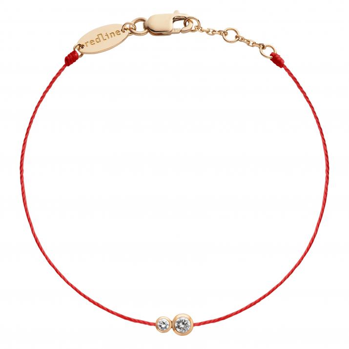 String bracelet with 0.15ct diamond in rose gold bezel setting - Redline - 0++