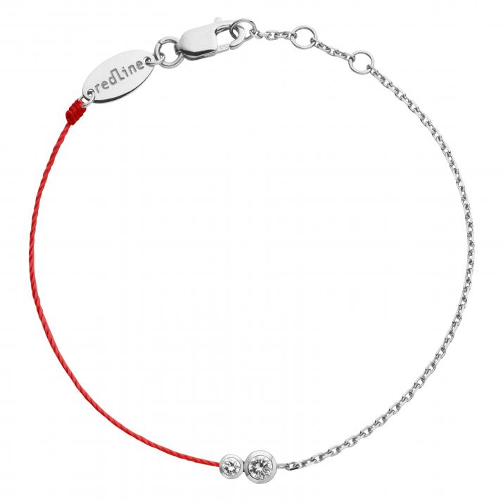 String and chain bracelet with 0.15ct diamond in white gold bezel setting - Redline - 0++