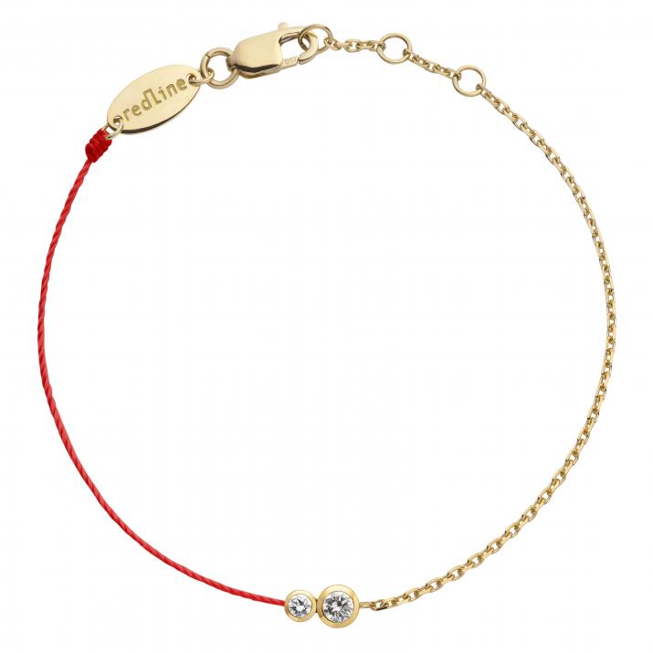 String and chain bracelet with 0.15ct diamond in yellow gold bezel setting - Redline