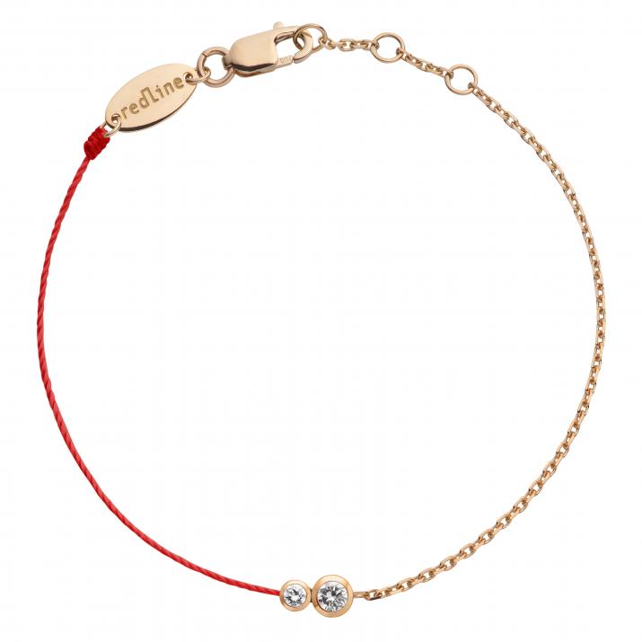 String and chain bracelet with 0.15ct diamond in rose gold bezel setting - Redline - 0++