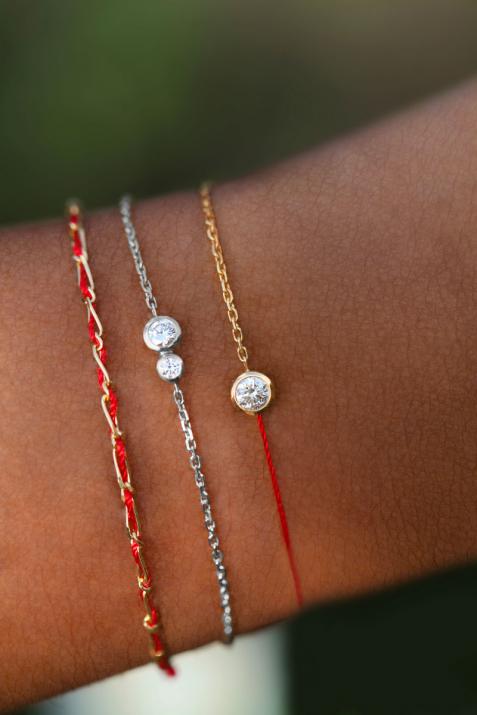 Chain bracelet with 0.15ct diamond in white gold bezel setting - Redline - 0++