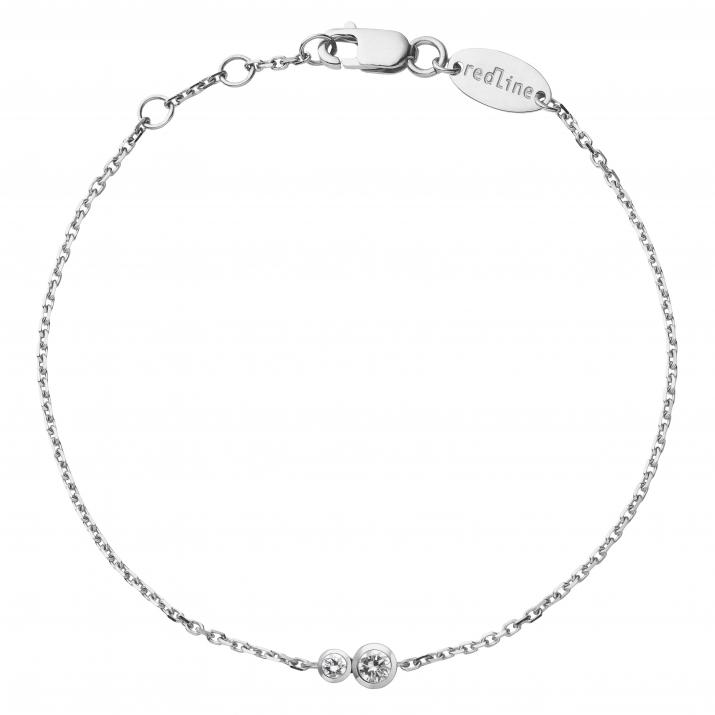 Chain bracelet with 0.15ct diamond in white gold bezel setting - Redline - 0++