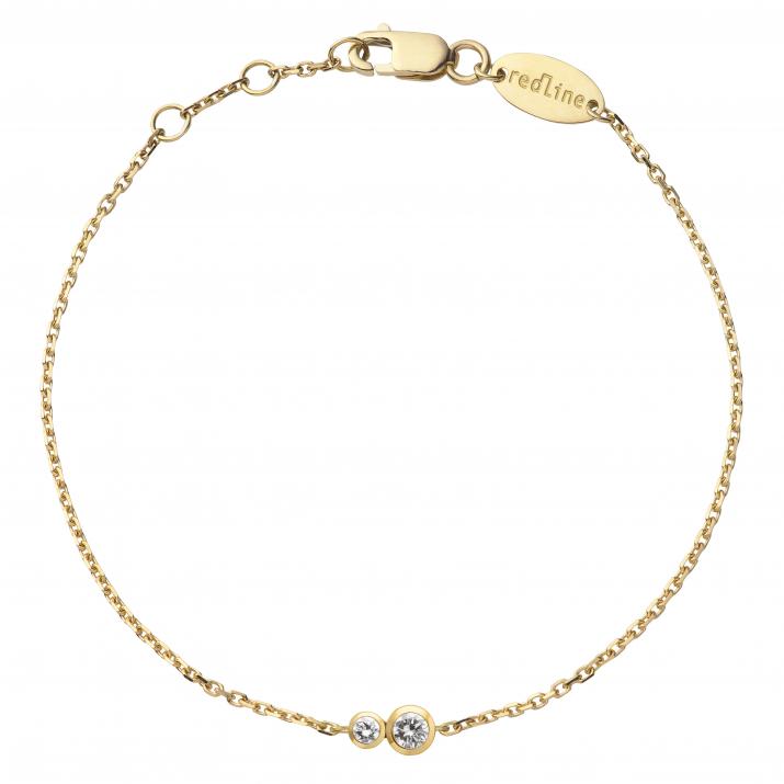 Chain bracelet with 0.15ct diamond in yellow gold bezel setting - Redline - 0++