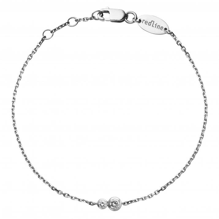 Chain bracelet with 0.15ct diamond in black gold bezel setting - Redline - 0++