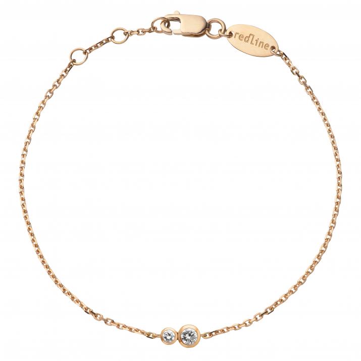 Chain bracelet with 0.15ct diamond in rose gold bezel setting - Redline - 0++