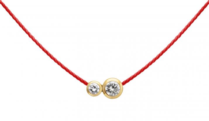 String necklace with 0.15ct diamond in yellow gold bezel setting - Redline