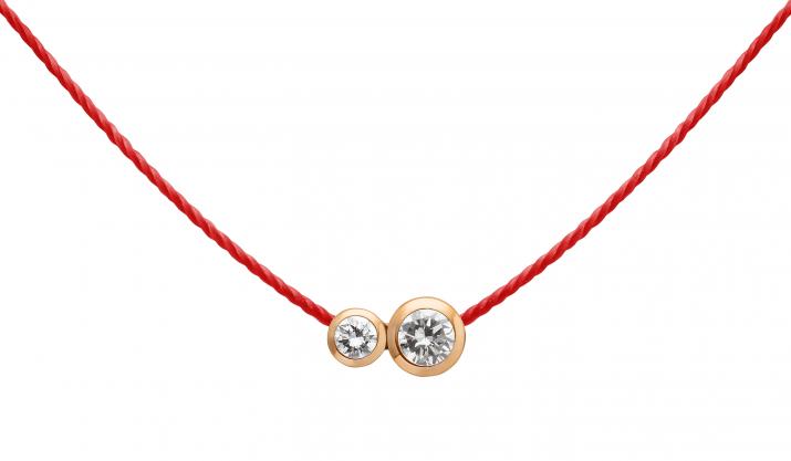 String necklace with 0.15ct diamond in rose gold bezel setting - Redline
