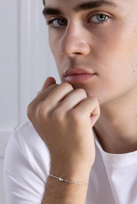 Chain bracelet with 0.15ct diamond in white gold bezel setting - Redline - 0++