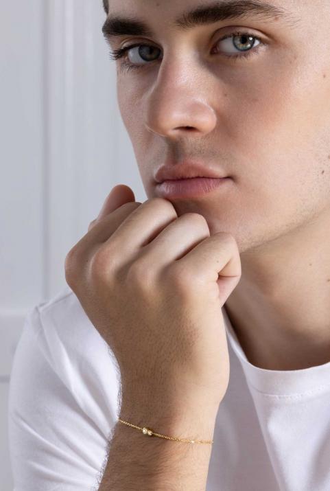 Chain bracelet with 0.15ct diamond in yellow gold bezel setting - Redline - 0++