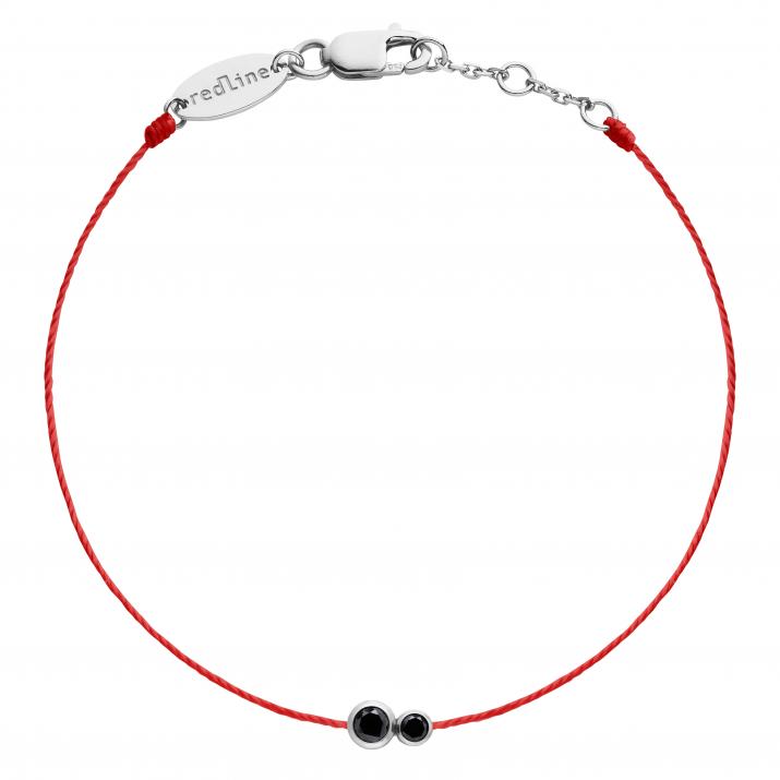 String bracelet with 0.15ct black diamond in white gold bezel setting - Redline