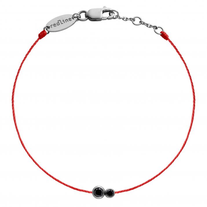 String bracelet with 0.15ct black diamond in black gold bezel setting - Redline - 0++