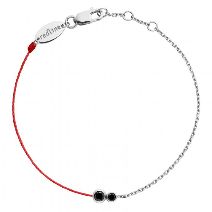 String and chain bracelet with 0.15ct black diamond in white gold bezel setting - Redline