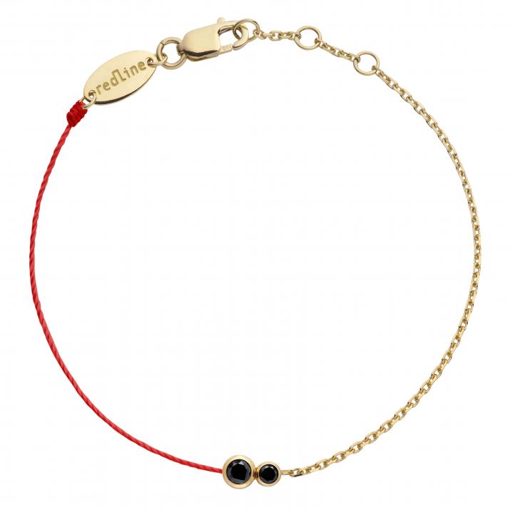 String and chain bracelet with 0.15ct black diamond in yellow gold bezel setting - Redline