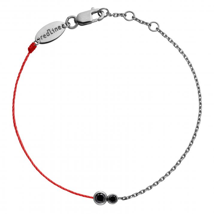 String and chain bracelet with 0.15ct black diamond in black gold bezel setting - Redline - 0++
