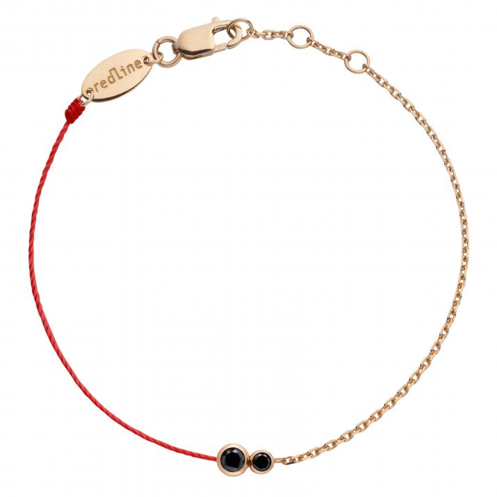 String and chain bracelet with 0.15ct black diamond in rose gold bezel setting - Redline