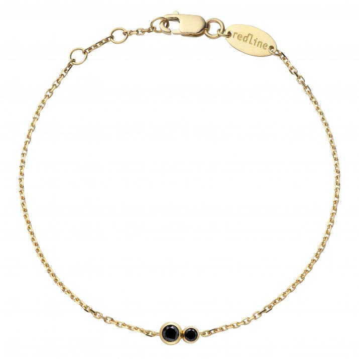Chain bracelet with 0.15ct black diamond in yellow gold bezel setting - Redline