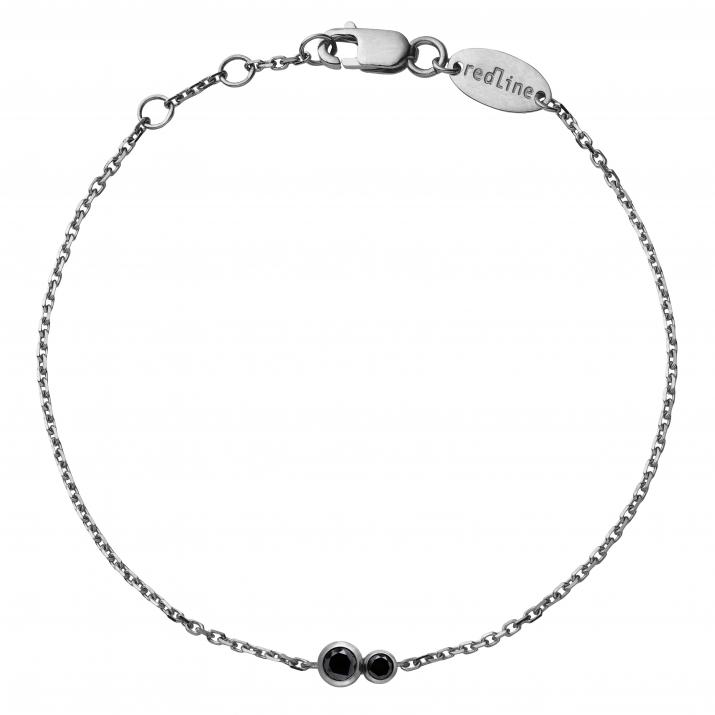 Chain bracelet with 0.15ct black diamond in black gold bezel setting - Redline