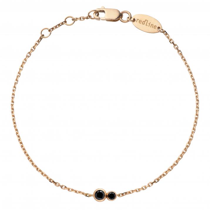 Chain bracelet with 0.15ct black diamond in rose gold bezel setting - Redline