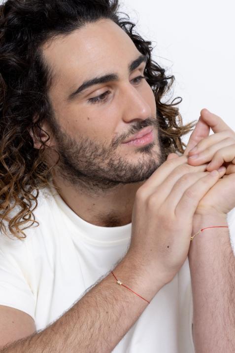 String bracelet with 0.15ct diamond in yellow gold bezel setting - Redline - 0++