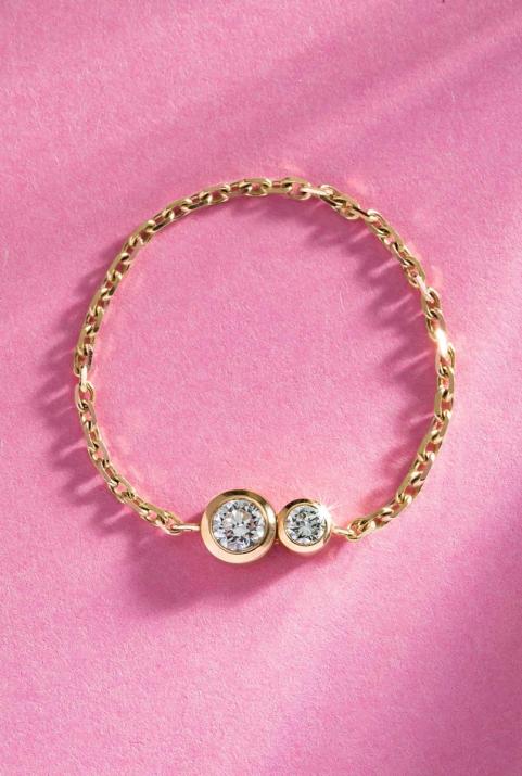 Chain ring with 0.15ct diamond in yellow gold bezel setting - Redline - 0++