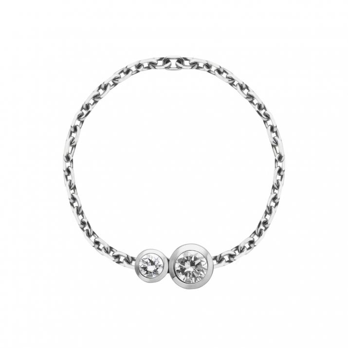 Chain ring with 0.15ct diamond in white gold bezel setting - Redline - 0++