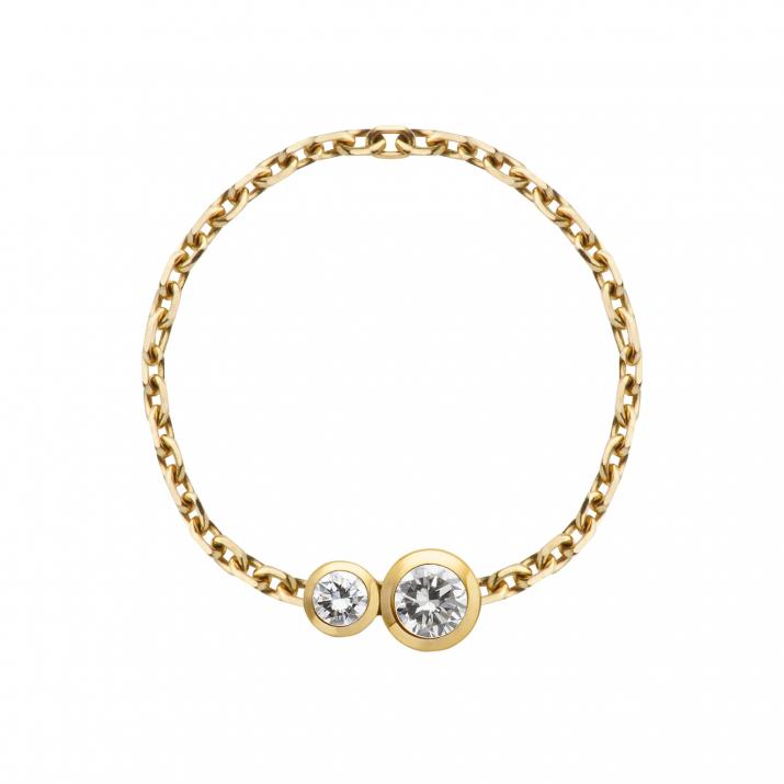 Chain ring with 0.15ct diamond in yellow gold bezel setting - Redline - 0++