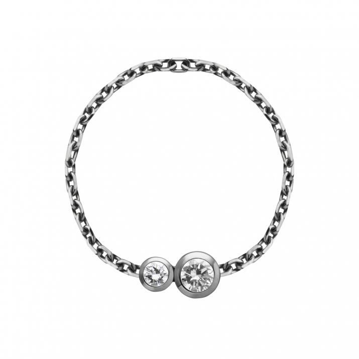 Chain ring with 0.15ct diamond in black gold bezel setting - Redline - 0++