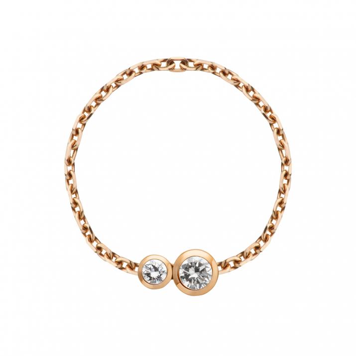Chain ring with 0.15ct diamond in rose gold bezel setting - Redline - 0++