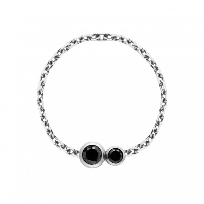 Chain ring with 0.15ct black diamond in white gold bezel setting - Redline