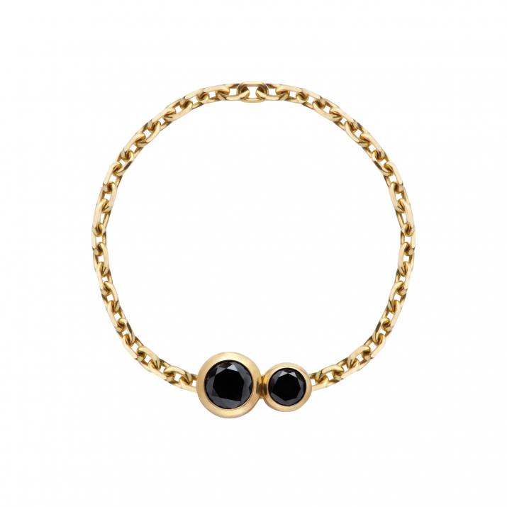 Chain ring with 0.15ct black diamond in yellow gold bezel setting - Redline