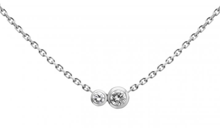 Chain necklace with 0.15ct diamond in white gold bezel setting - Redline - 0++