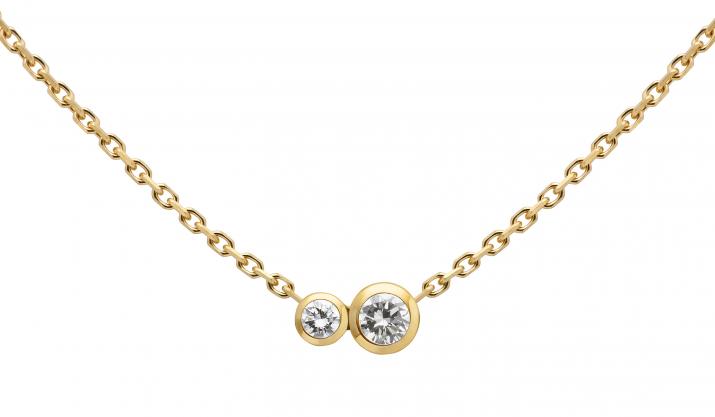 Chain necklace with 0.15ct diamond in yellow gold bezel setting - Redline - 0++