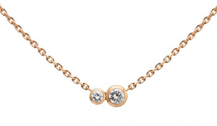 Chain necklace with 0.15ct diamond in rose gold bezel setting - Redline - 0++