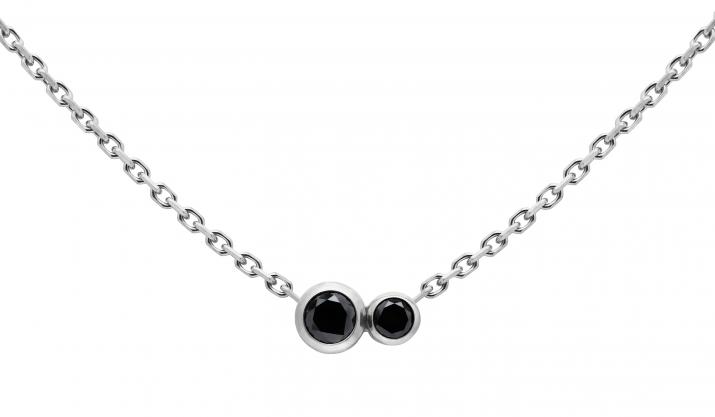 Chain necklace with 0.15ct black diamond in white gold bezel setting - Redline