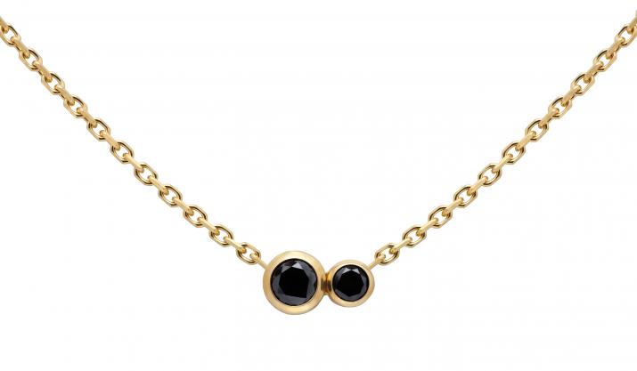 Chain necklace with 0.15ct black diamond in yellow gold bezel setting - Redline