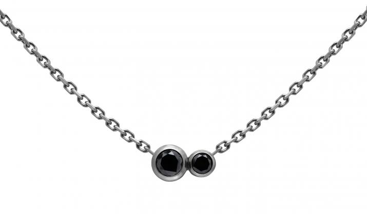 Chain necklace with 0.15ct black diamond in black gold bezel setting - Redline