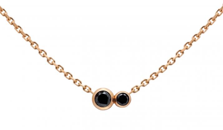 Chain necklace with 0.15ct black diamond in rose gold bezel setting - Redline