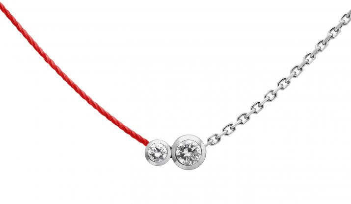 String and chain necklace with 0.15ct diamond in white gold bezel setting - Redline