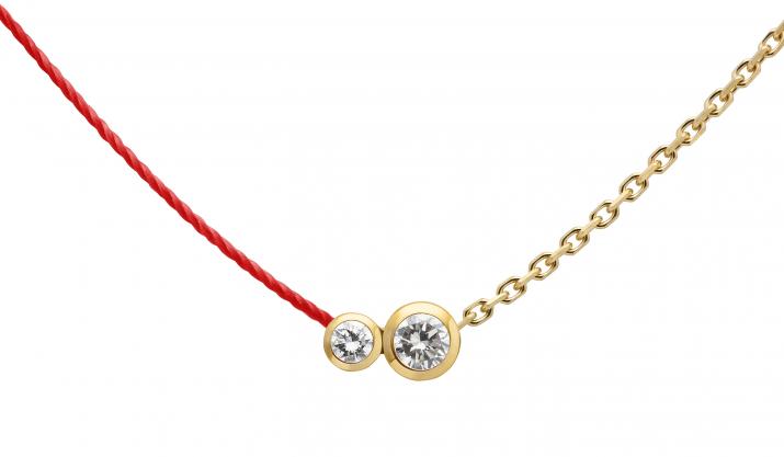 String and chain necklace with 0.15ct diamond in yellow gold bezel setting - Redline