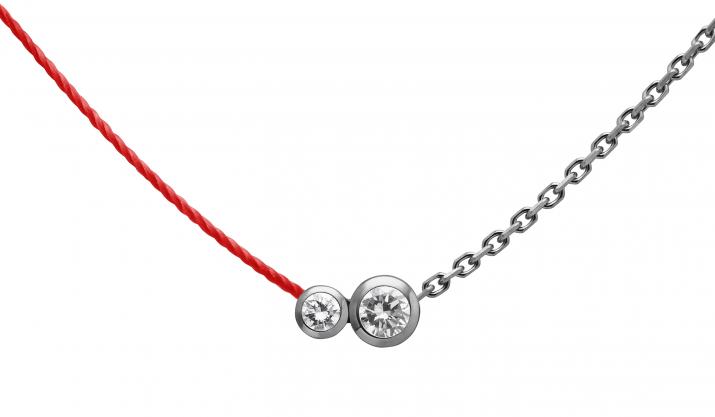 String and chain necklace with 0.15ct diamond in black gold bezel setting - Redline